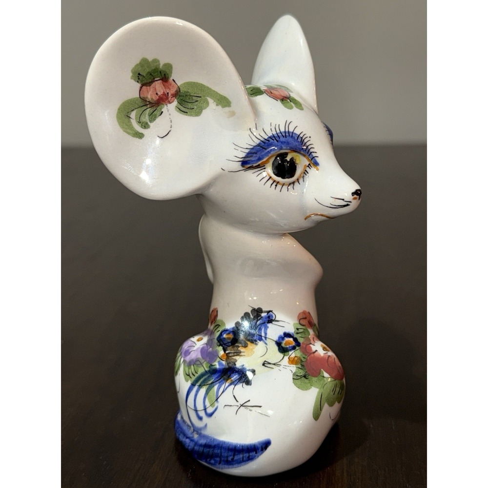 Vintage Greek Artist Giorgos Nikolaou Folk Art Hand Painted Mouse Figurine '91